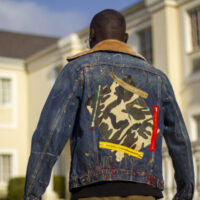 RS17 Borg Collar Artistic Denim Jacket