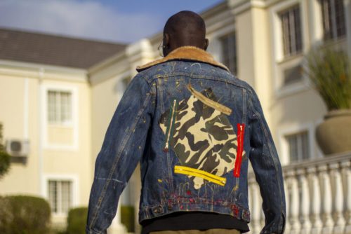 RS17 Borg Collar Artistic Denim Jacket