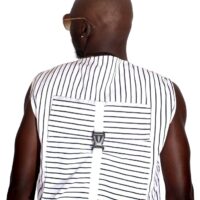 RS17 White and black Flap Pocket Letter Patch Vest