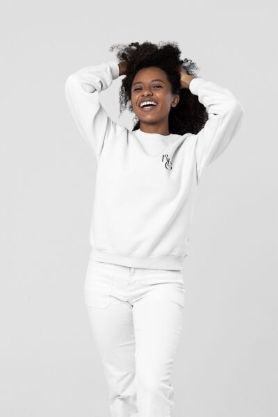 RJG Scripture Crewneck Sweatshirt Front View (white)