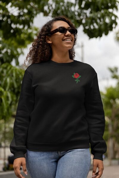 Rose Crew neck embroidered sweater