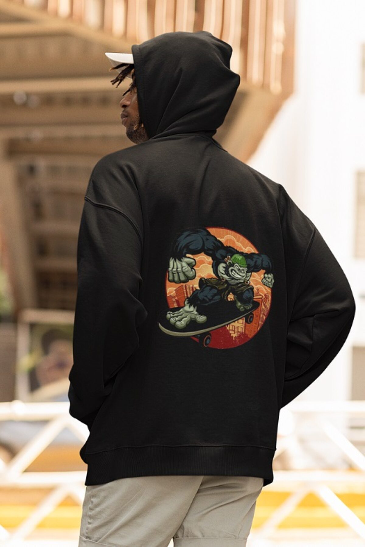 Sk8 life hoody with gorilla skating backprint